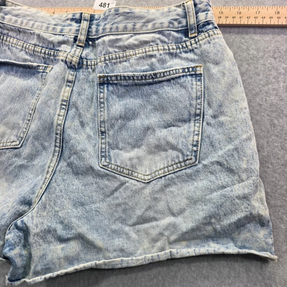Automet Womens High Waisted‎ Denim Shorts Light Acid Wash Raw Hem Size L